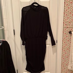 Mock neck black sweater dress